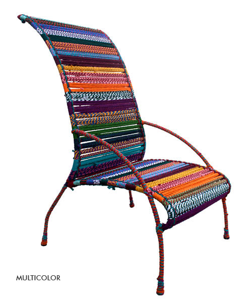Katran Collection Chair Colorful Multicolor Woven Ropes & Knitting by Sahil Sarthak